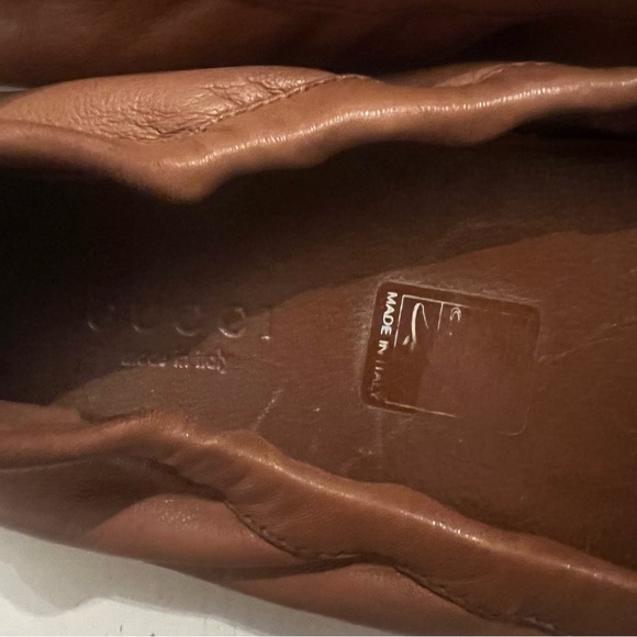 Gucci Driving Horsebit AccentToggle Brown Leather Ballet Shoes Size 38 - Picture 9 of 13